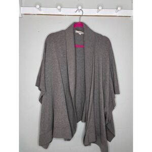 LOFT Open Front Poncho Cardigan Brown Knit Womens Medium Cozy Layer